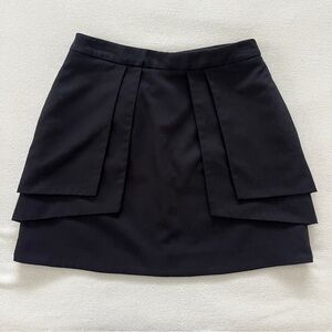 CUE Made in Australia Black Side Hip Pleat Layered Mini Skirt with Pockets C1177